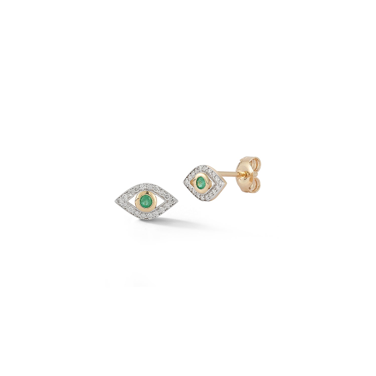 14kt Emerald Evil Eye Studs