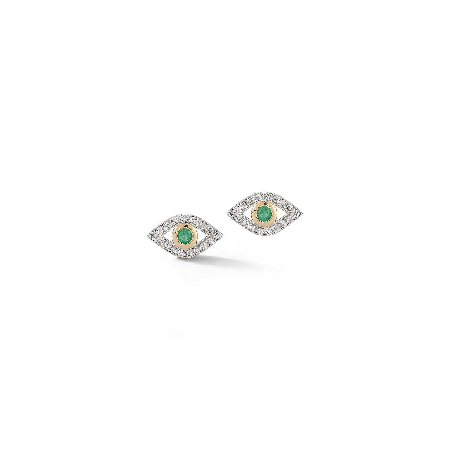 14kt Emerald Evil Eye Studs