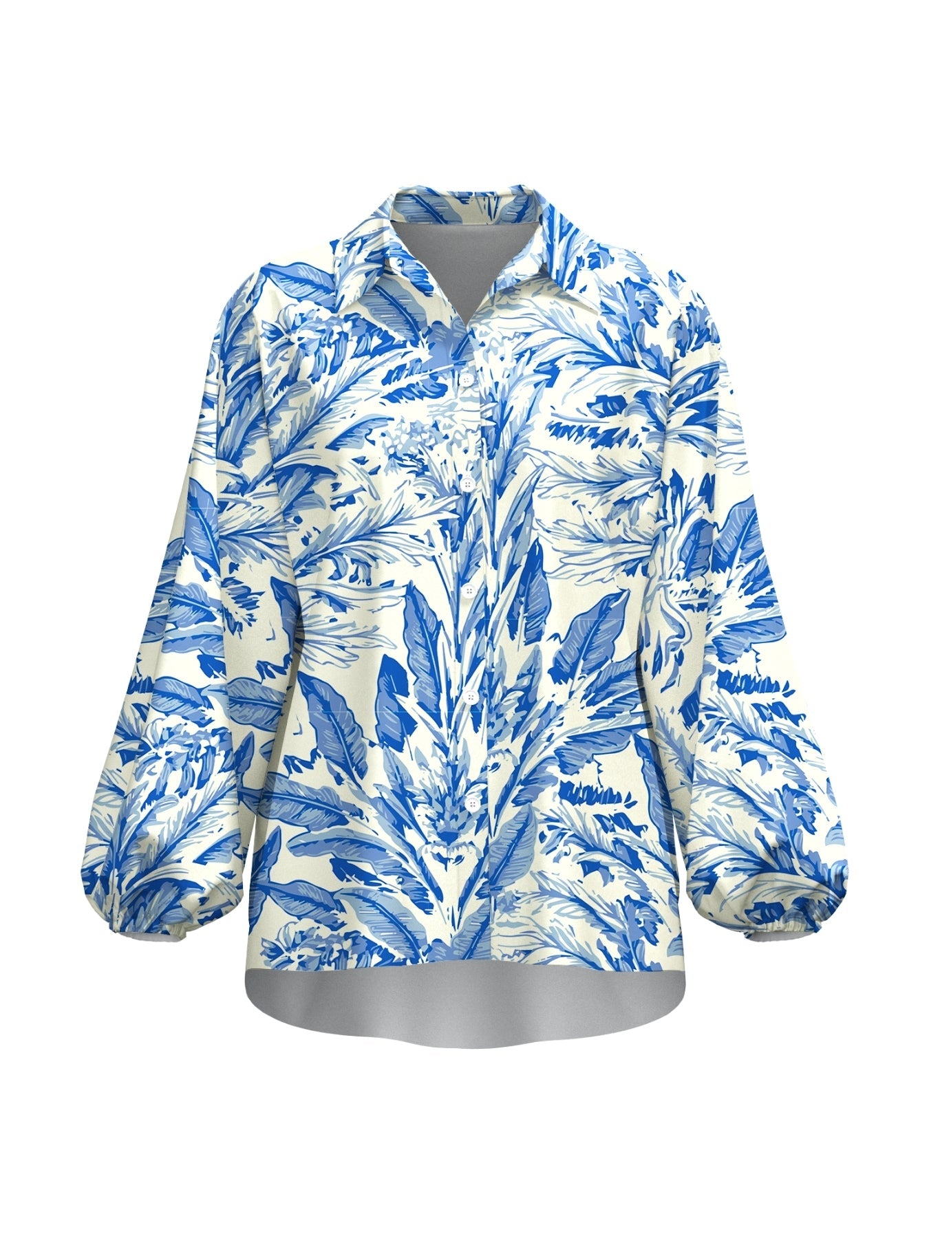 Printed Cotton Voile Nora Shirt - Toile Blu