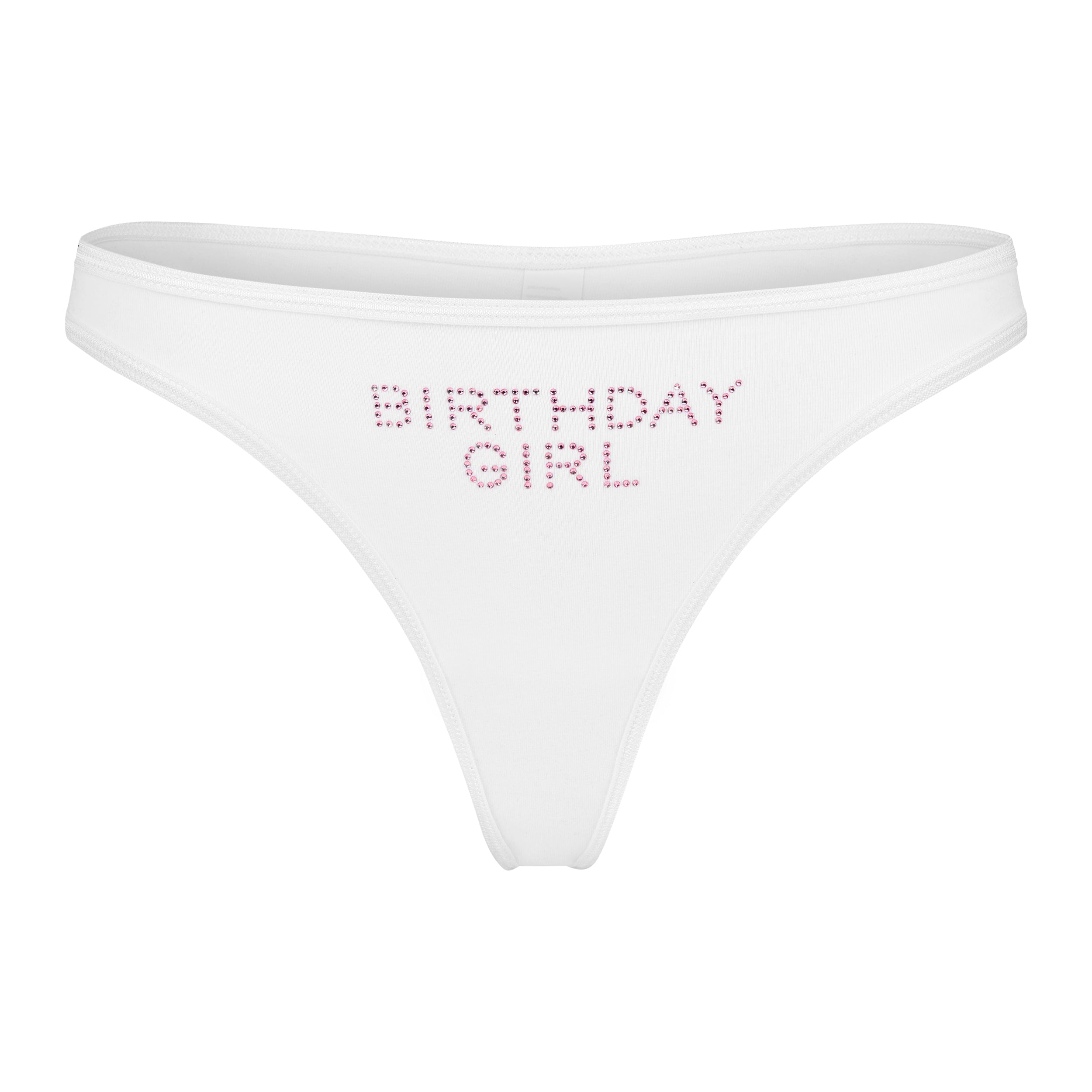 "BIRTHDAY GIRL" Thong | White