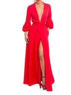 "Skipper - Red" Maxi Button-Down Dress