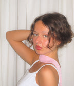 Tallulah skinny scarf in pink crinkle chiffon