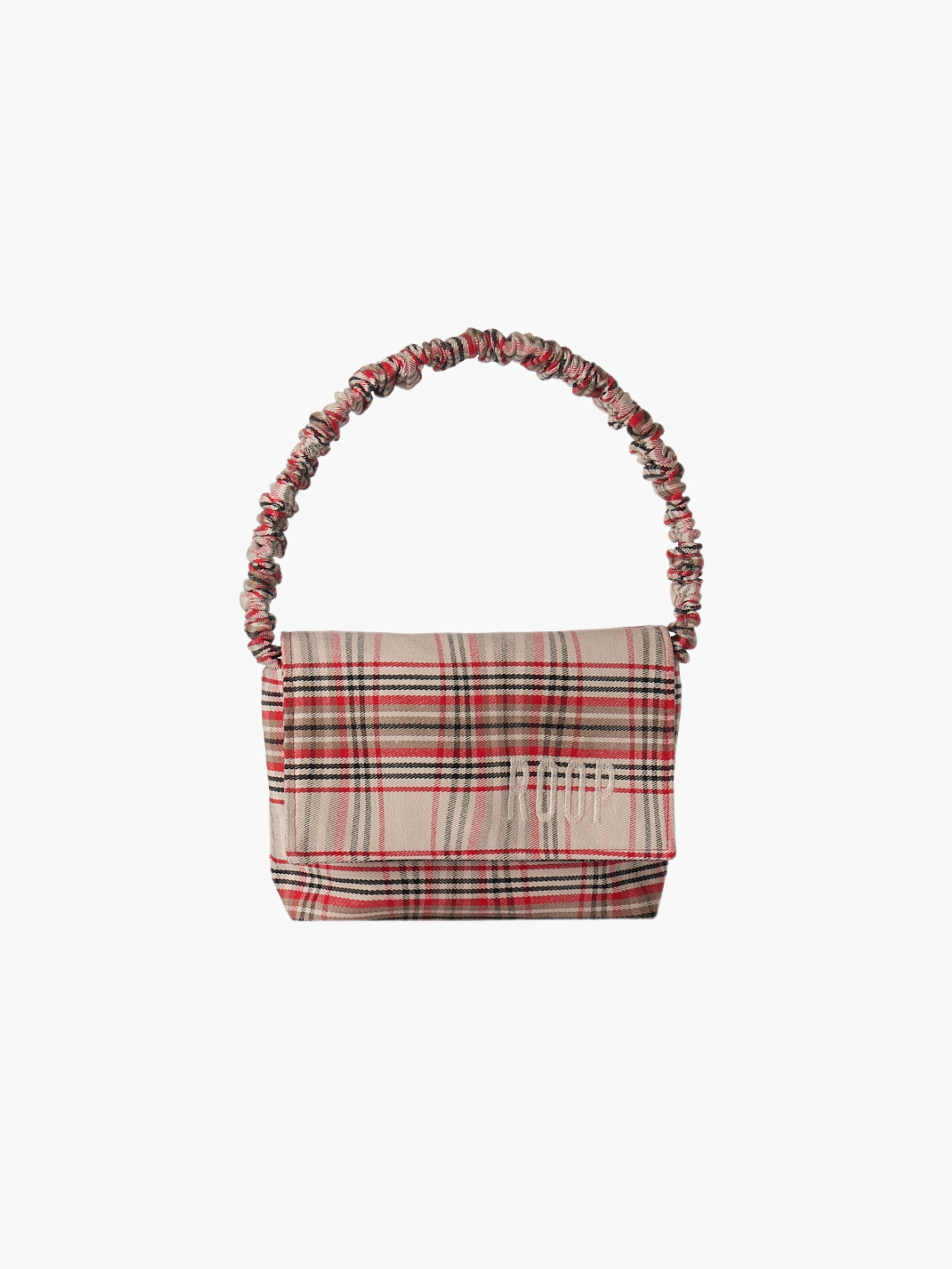 Francis shoulder bag in beige warped check