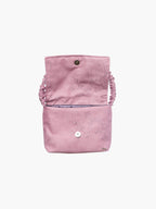 Francis shoulder bag in embroidered lilac faux suede