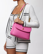 MEDIUM PEBBLE FLAP BAG - HOT PINK