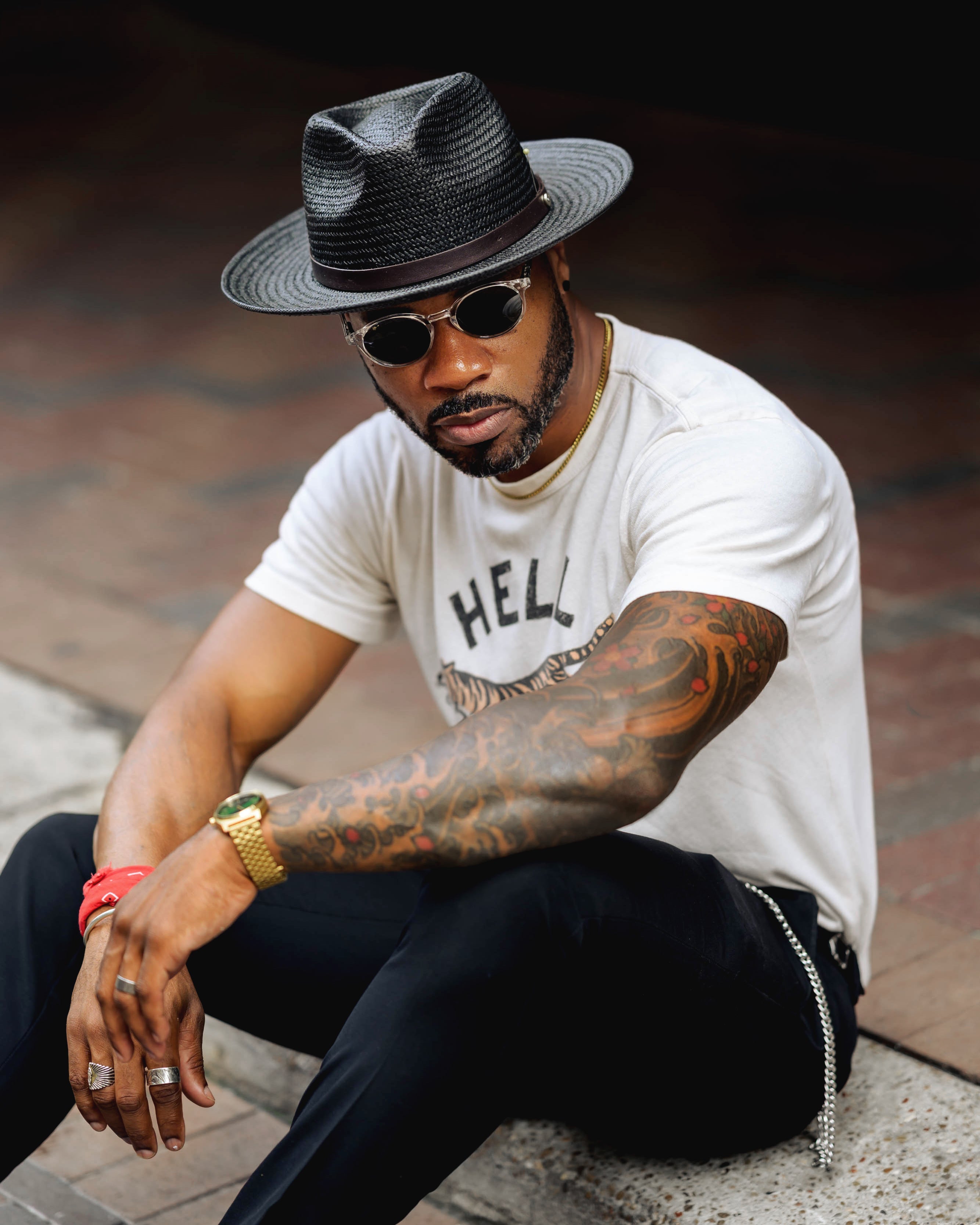 SG Geoffery Straw Fedora Hat – Black