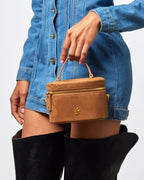 MINI SUEDE VANITY BAG - BROWN