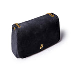 LARGE SUEDE FLAP BAG - BLACK