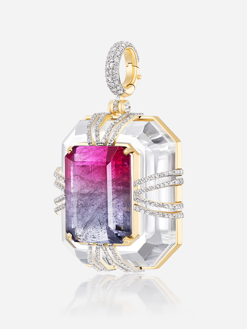 "Tie Dye" 31.87ct Bi-Color Tourmaline "Bianca" Pendant