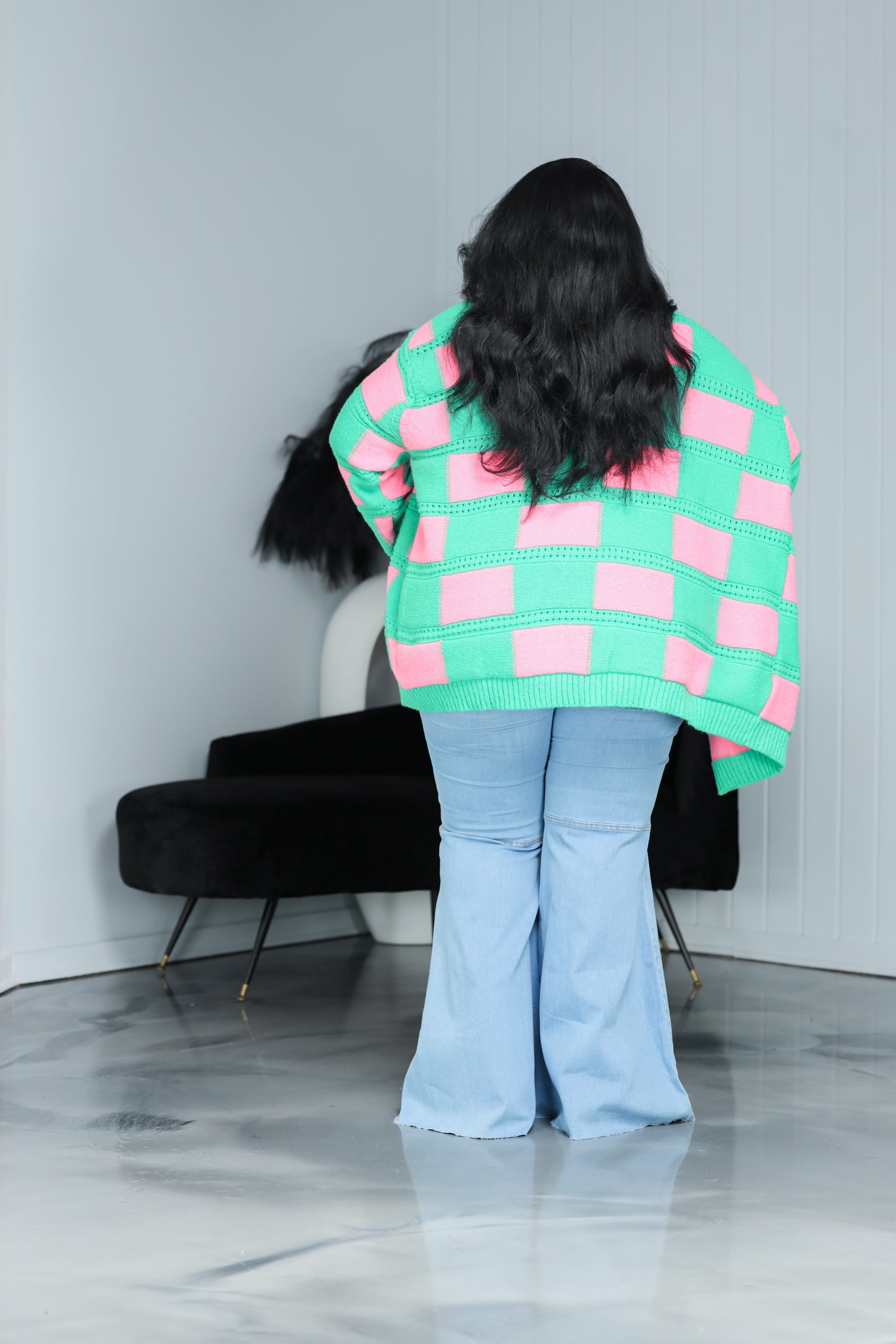 Pink Check It Out Cardigan