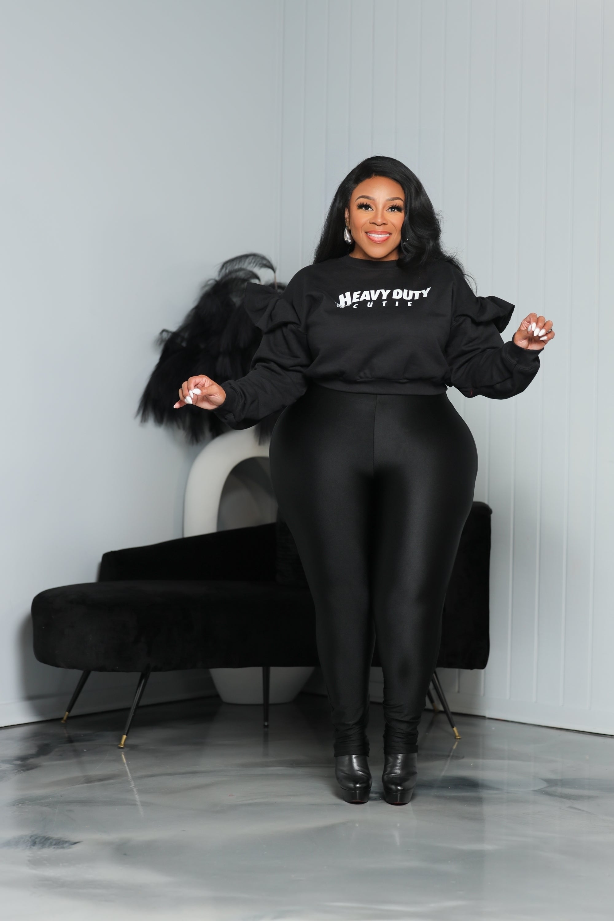 Black Ruffle Heavy Duty Sweatshirt