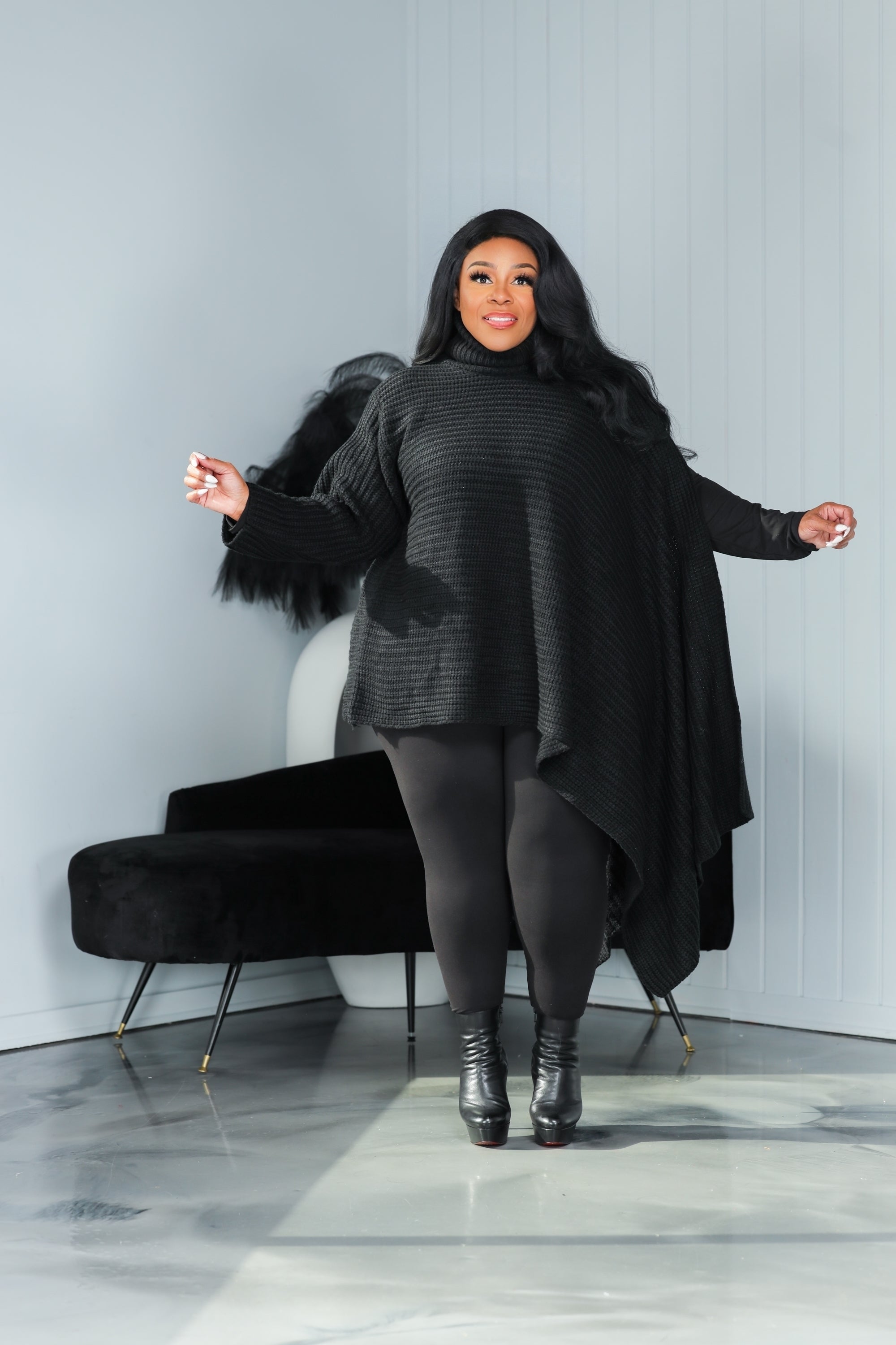 Black Asymmetrical Sweater