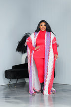 Red Mutli Color Tassel Cardigan