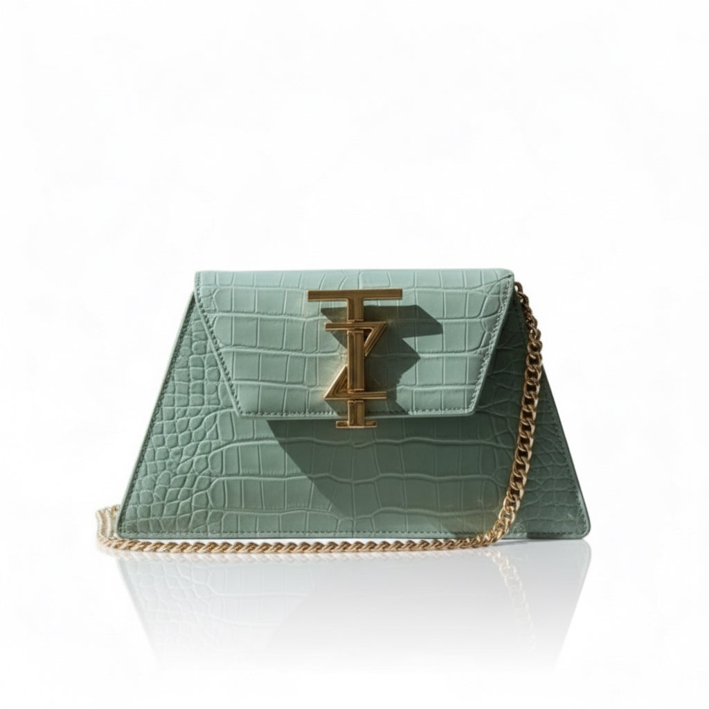 AJANI Leather Croc Crossbody bag- Frosted Mint