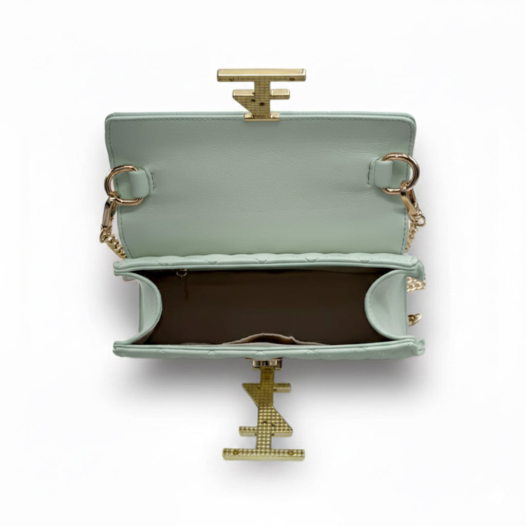 AJANI Leather Croc Crossbody bag- Frosted Mint