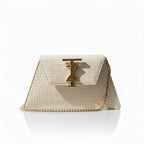 AJANI Leather Croc crossbody bag - Pearl