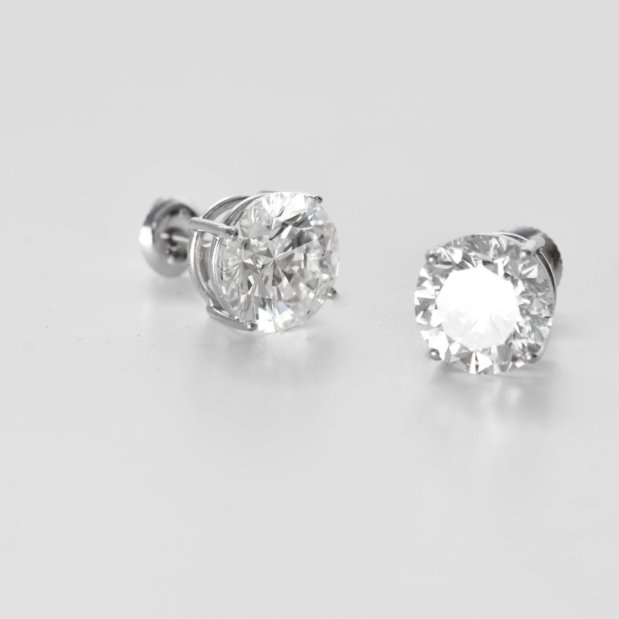 Diamond Stud Earrings - 2.50 Carats Each Ear