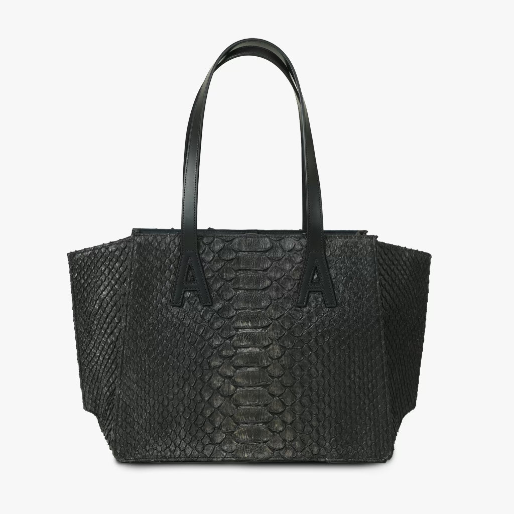 ADARA MISHA TOTE ANACONDA JET BLACK