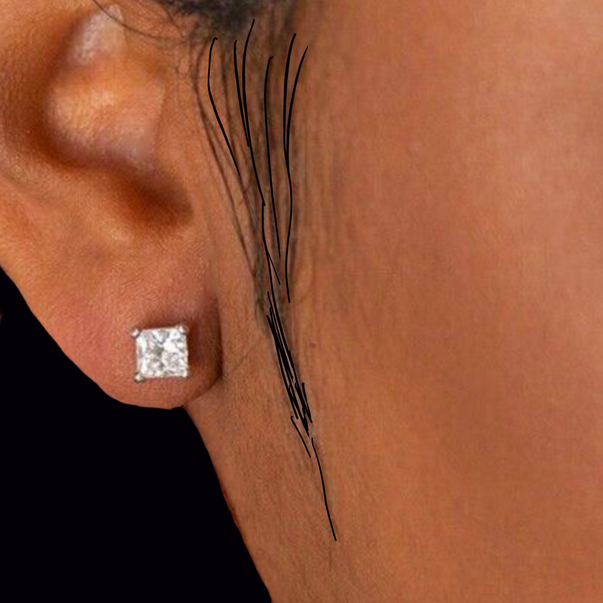 Diamond Stud Earring - Ascher Cut One Carat Each Ear
