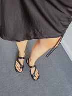 Anto Slingback Thong Sandal Black