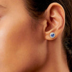 Diamonds and Blue Sapphires Stud Earrings