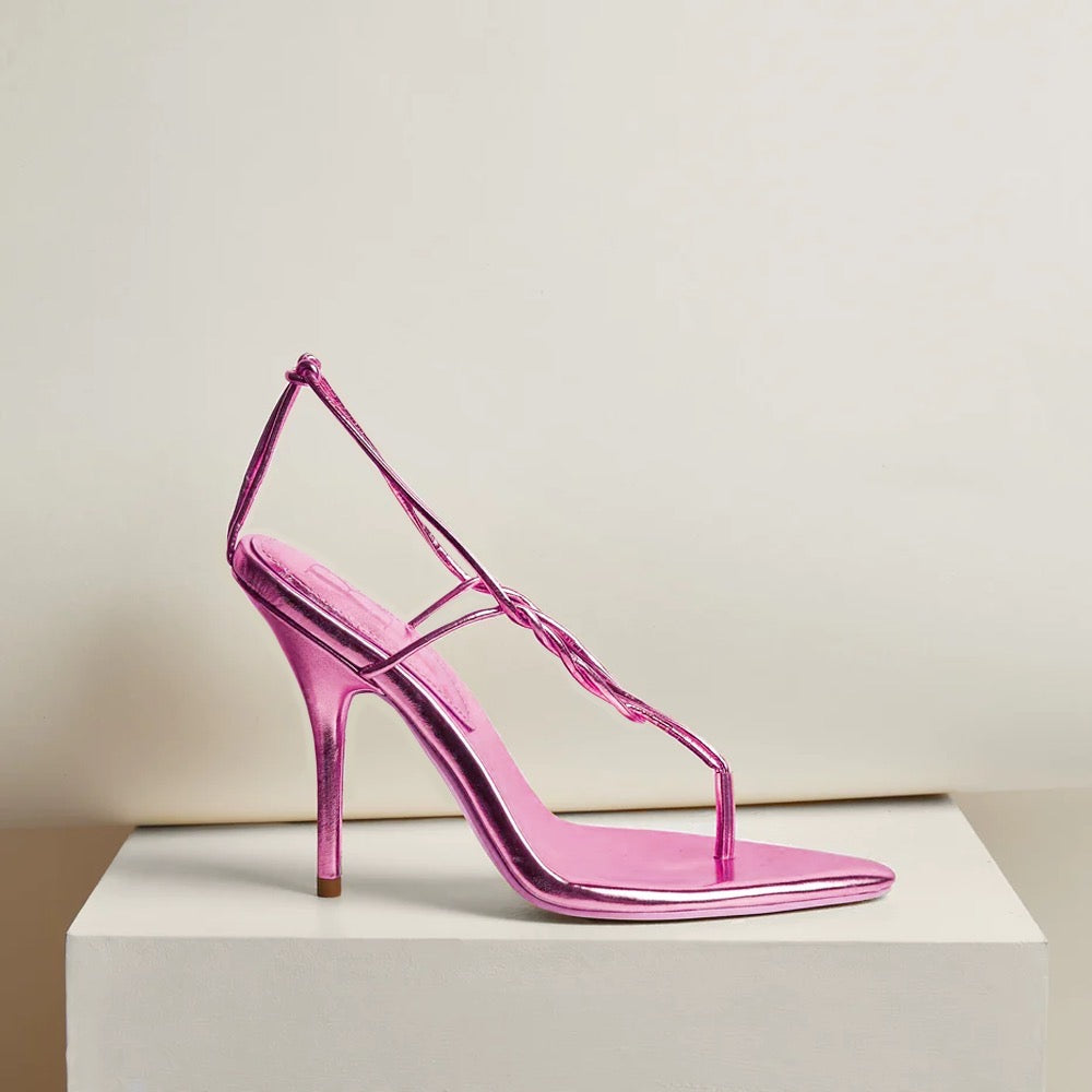 Mid Fuchsia Knotted 100mm Thong Sandals