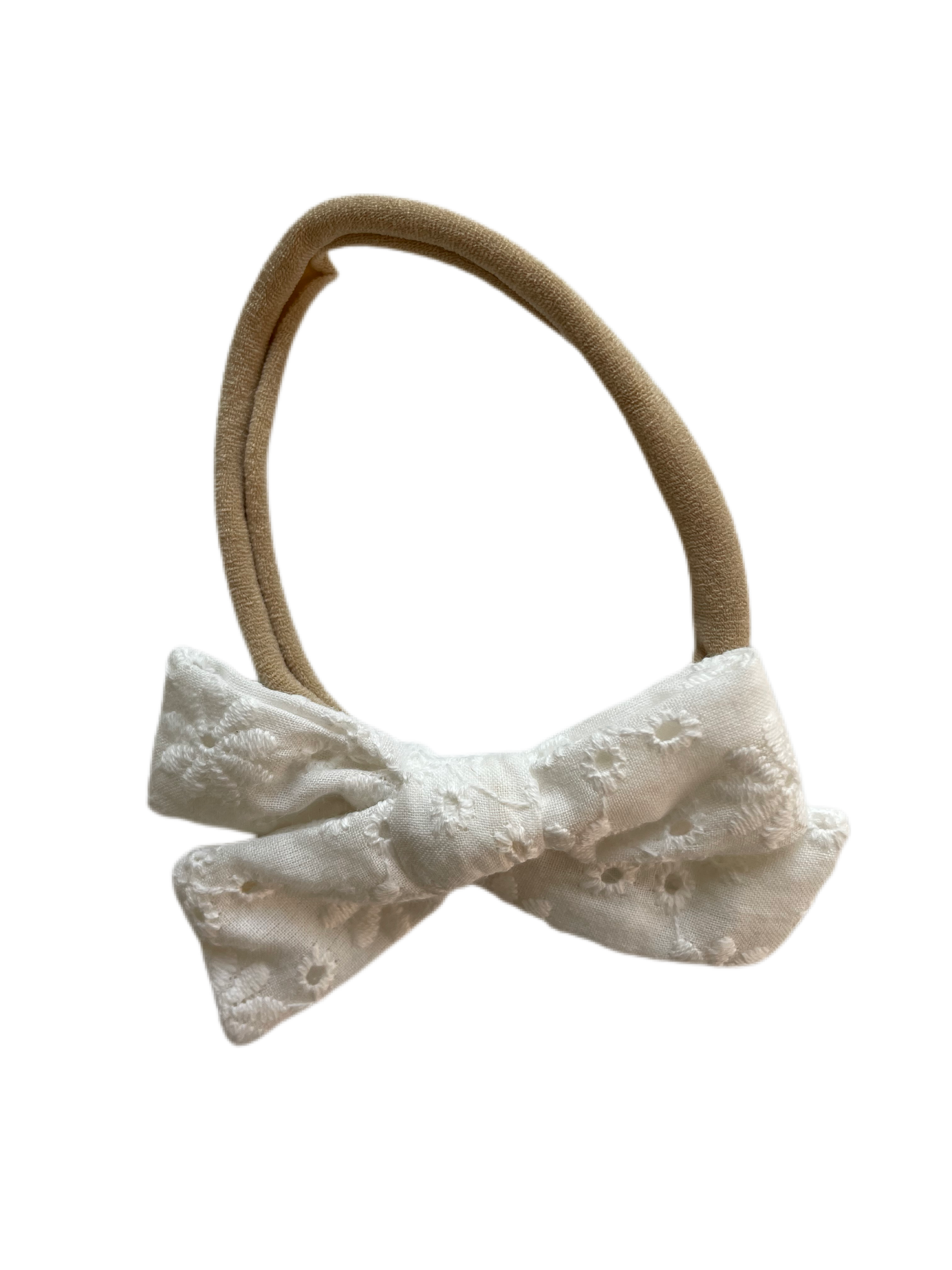 Linen Bow | Eyelet White