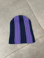 Navy and Violet Crochet Beanie