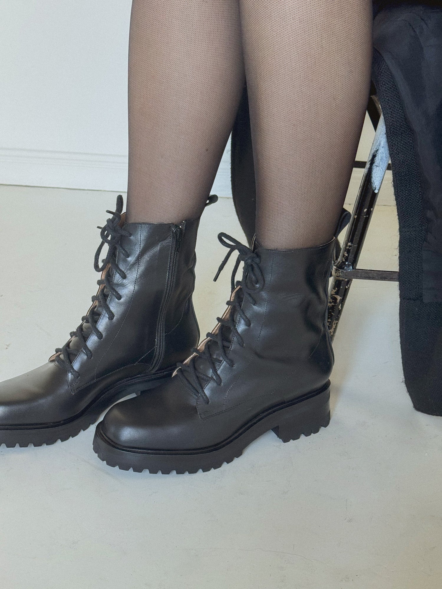 Roma Lace Up Boot in Black