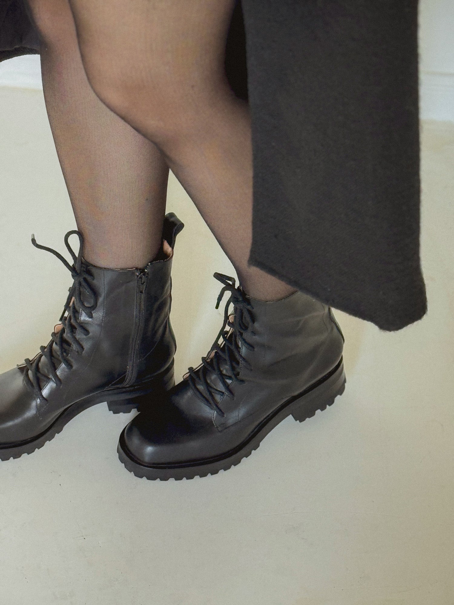 Roma Lace Up Boot in Black