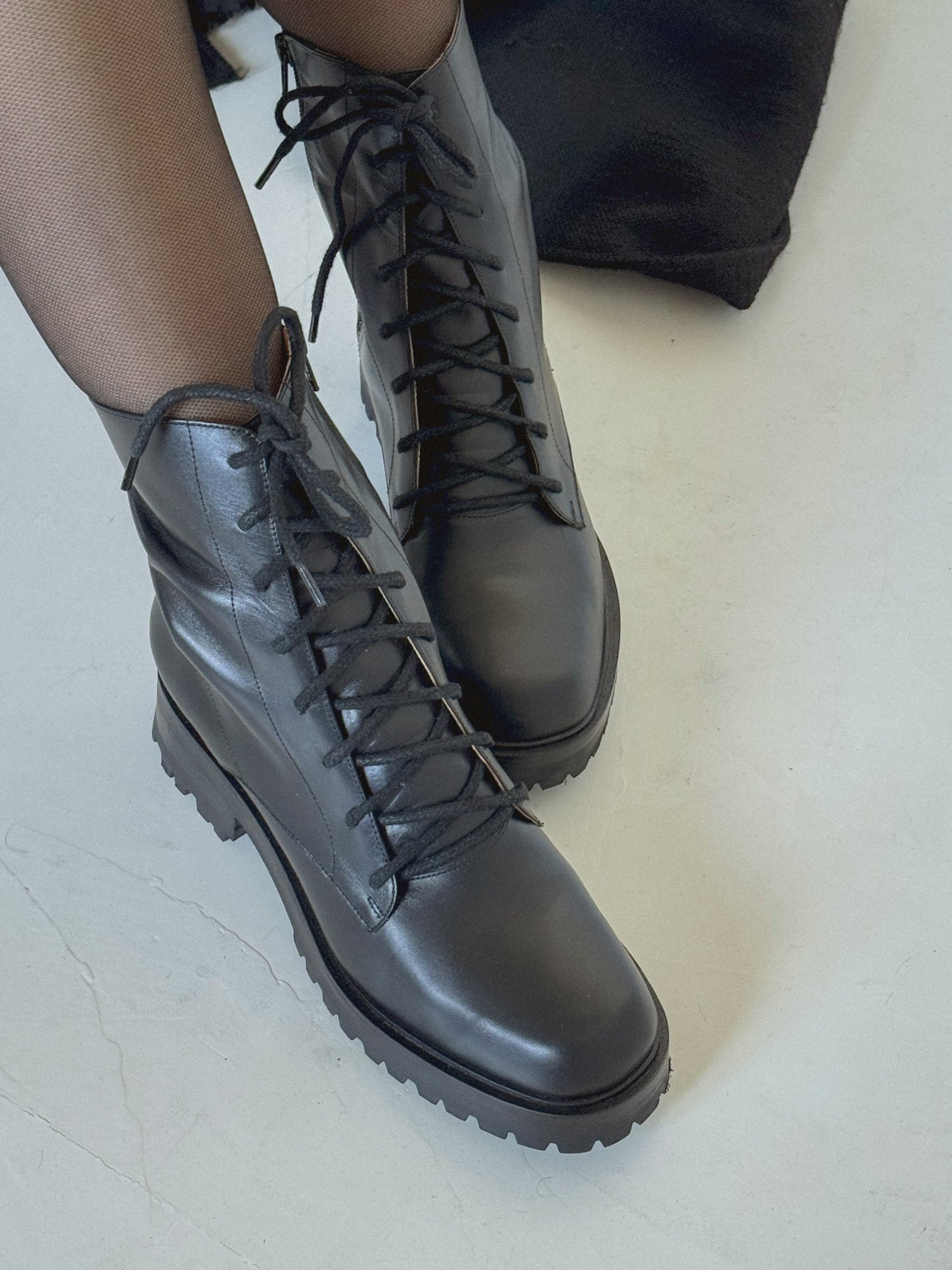 Roma Lace Up Boot in Black