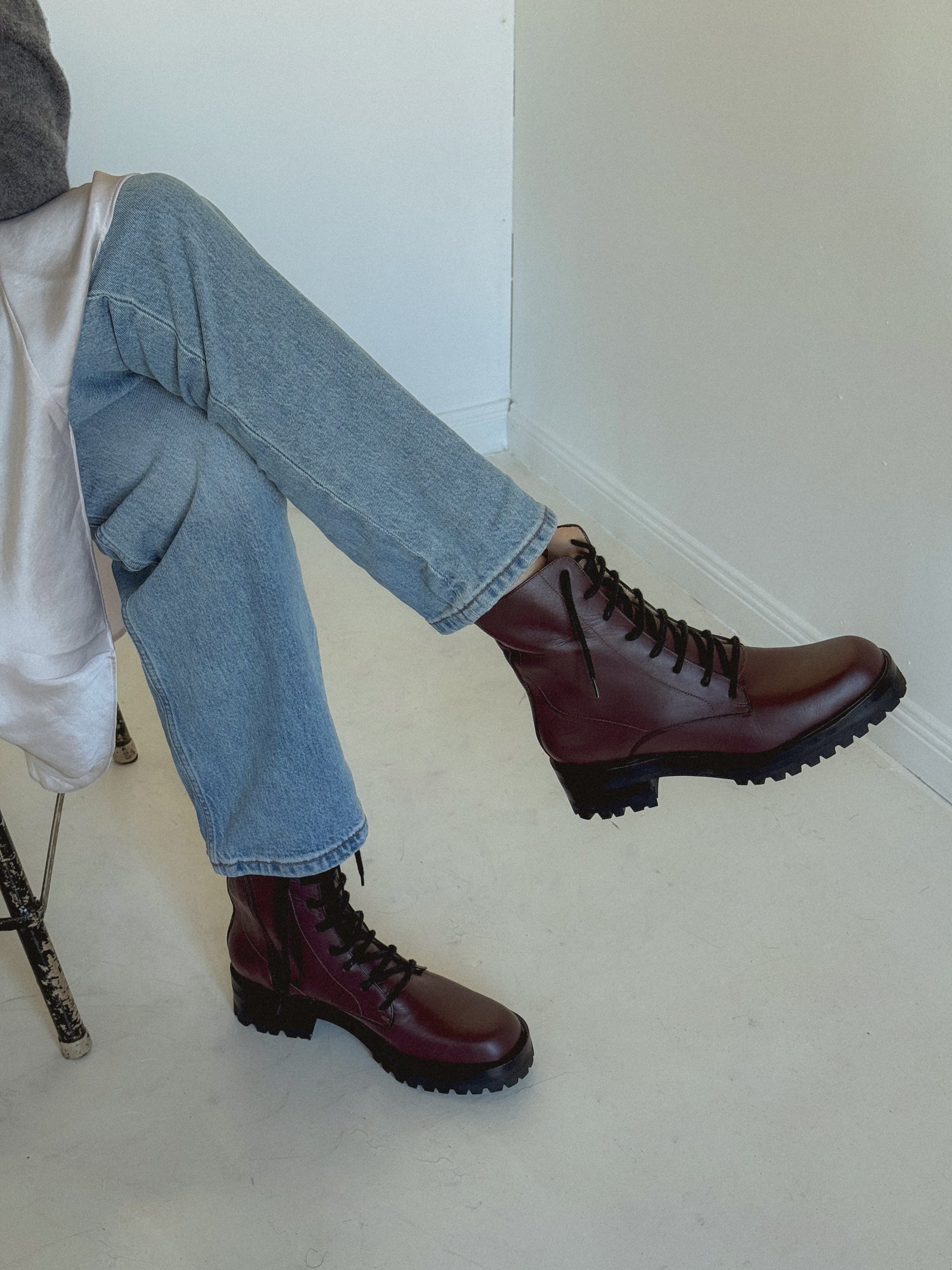 Roma Lace Up Boot in Plum