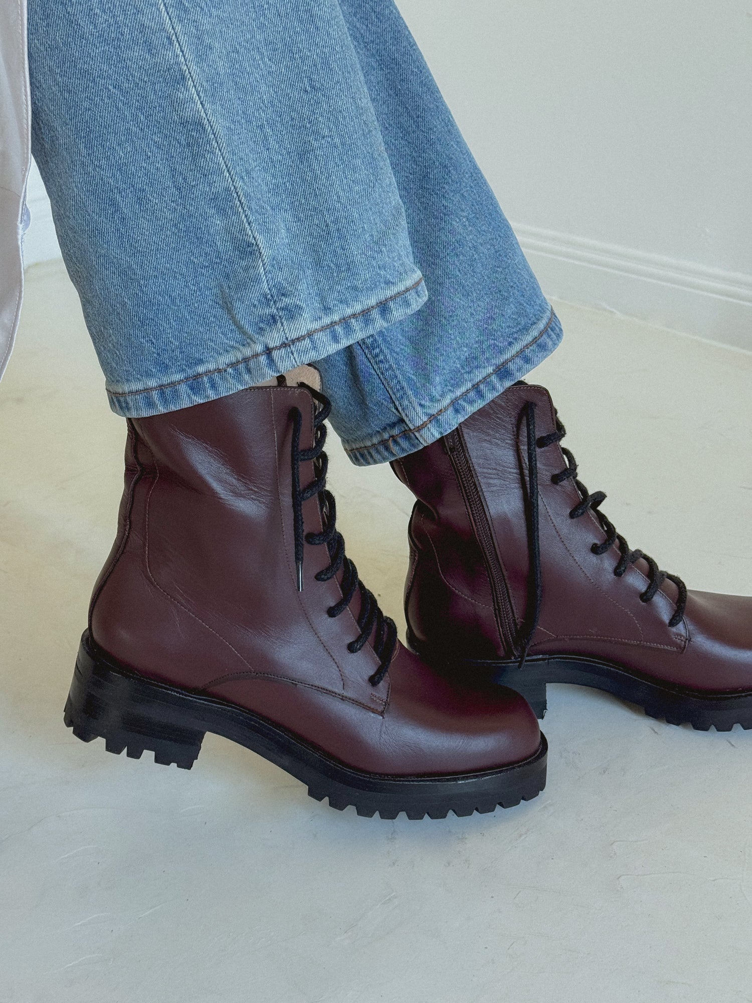 Roma Lace Up Boot in Plum