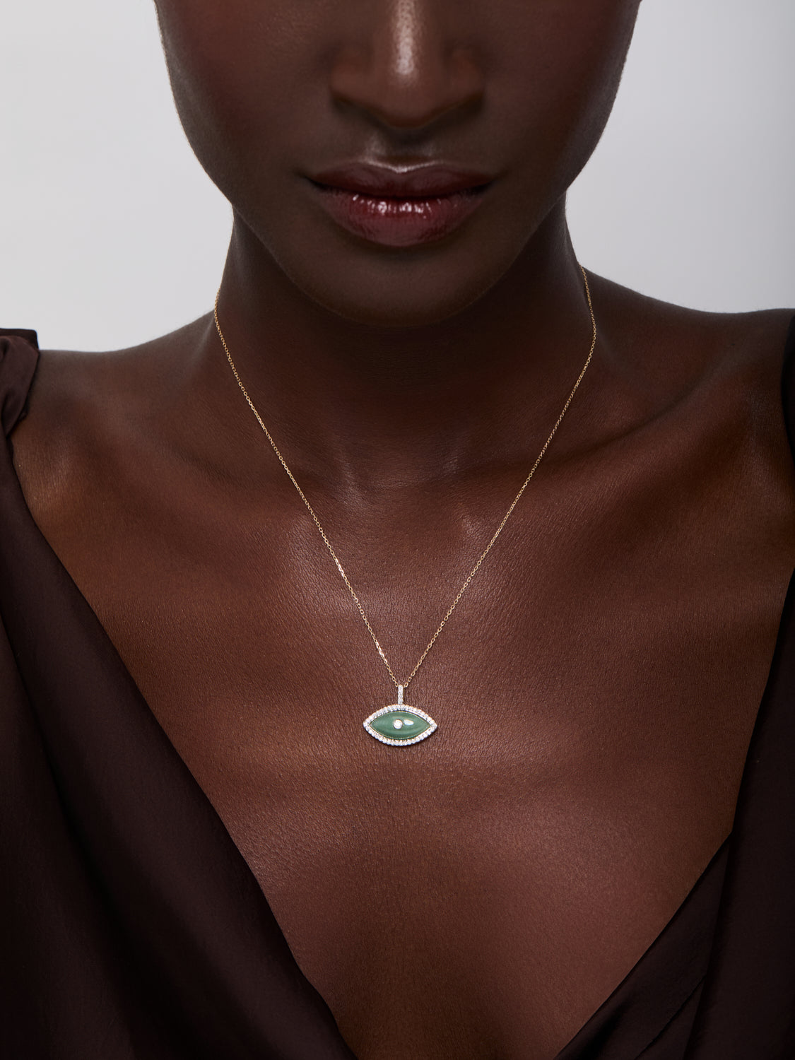14kt Jade Marquise Eye of Protection Necklace