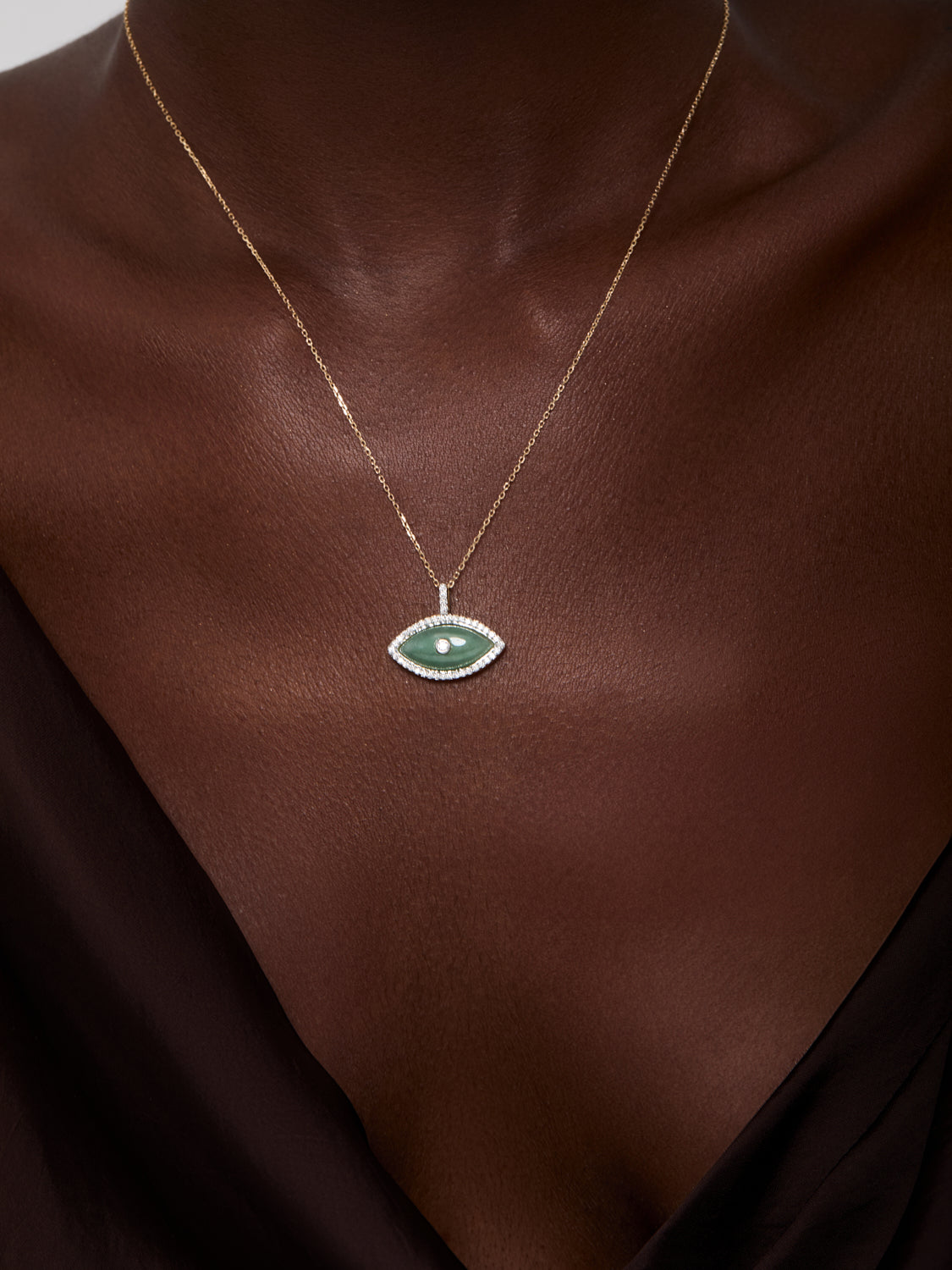 14kt Jade Marquise Eye of Protection Necklace