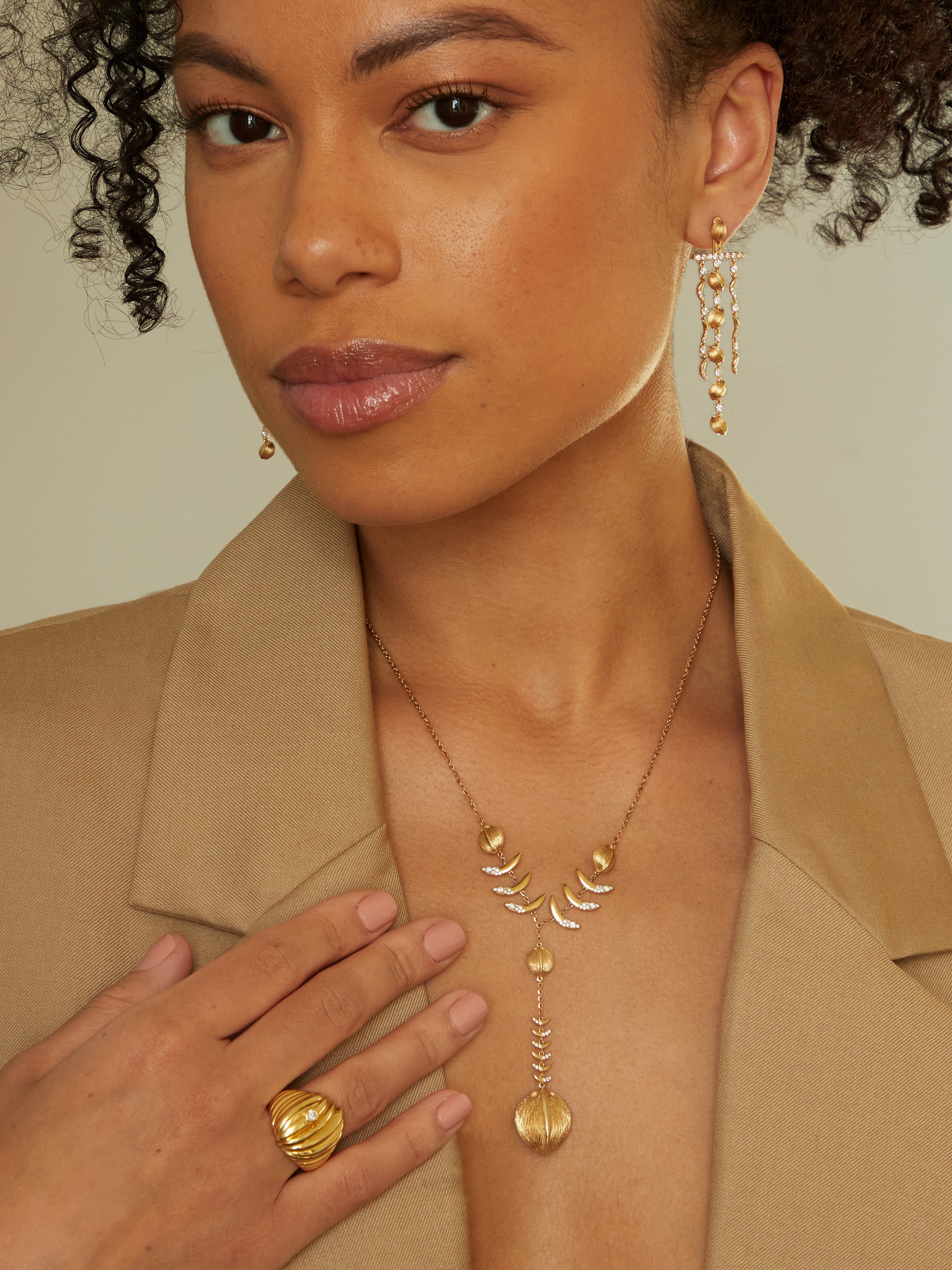 J+R Fine Tostones Lariat Necklace