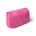 LARGE SUEDE FLAP BAG - HOT PINK