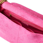 LARGE SUEDE FLAP BAG - HOT PINK