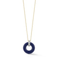 14kt Lapis Donut and Diamond Door Knocker Necklace