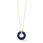 14kt Lapis Donut and Diamond Door Knocker Necklace