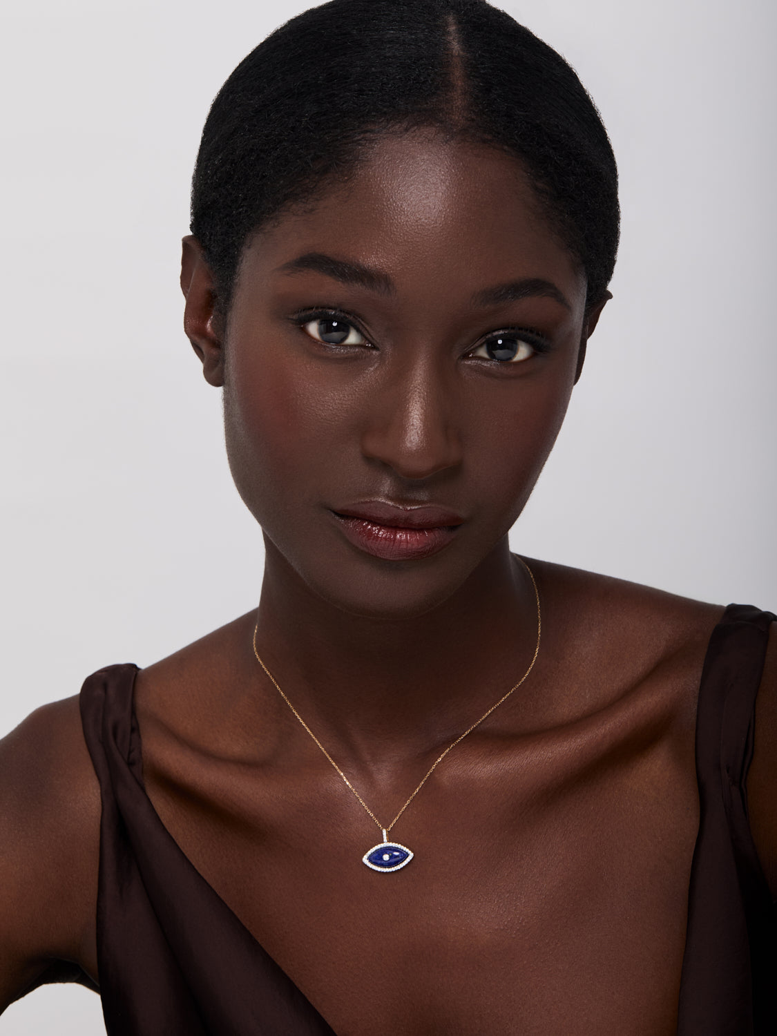 14kt Lapis Marquise Eye of Protection Necklace