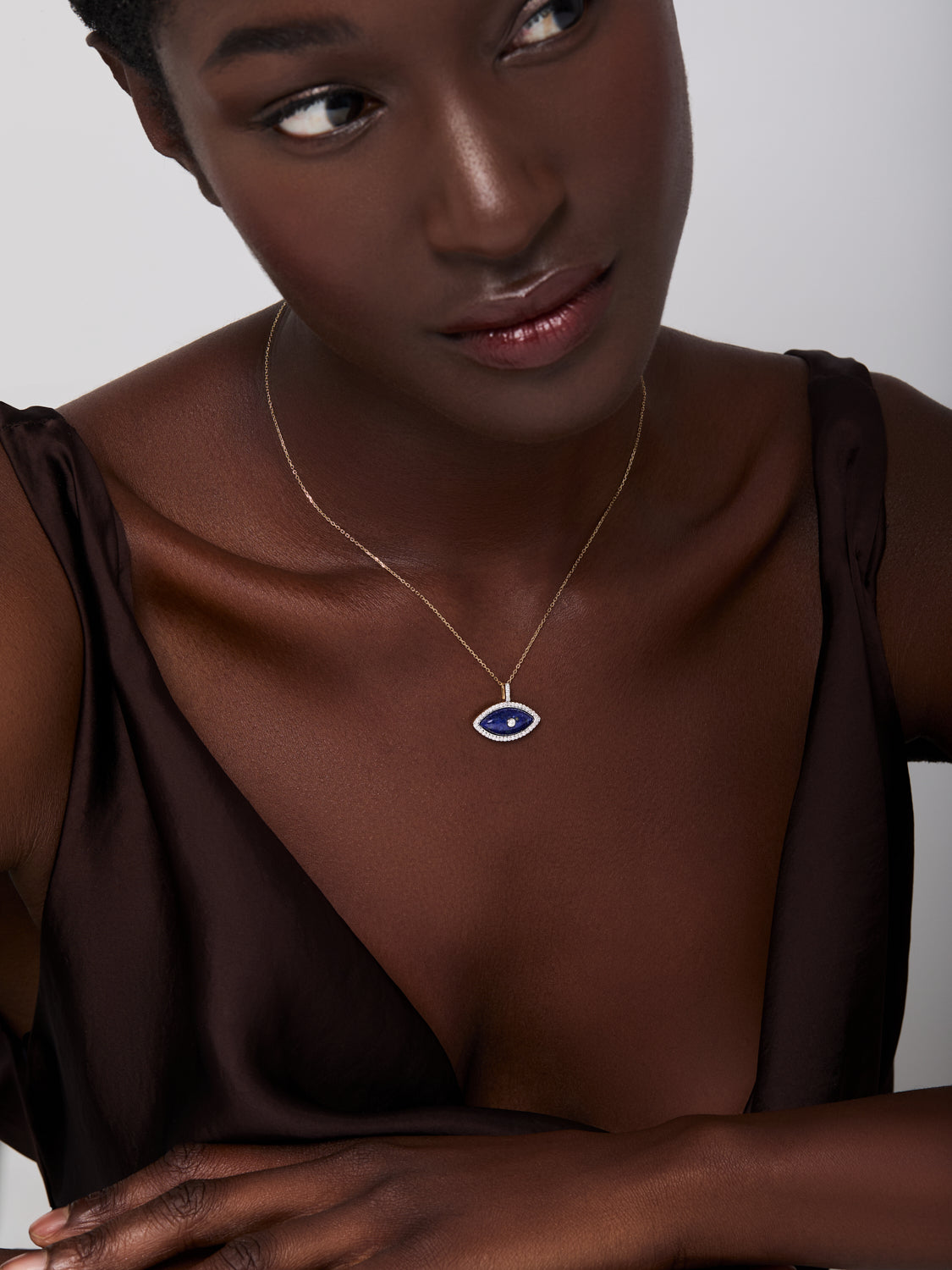 14kt Lapis Marquise Eye of Protection Necklace