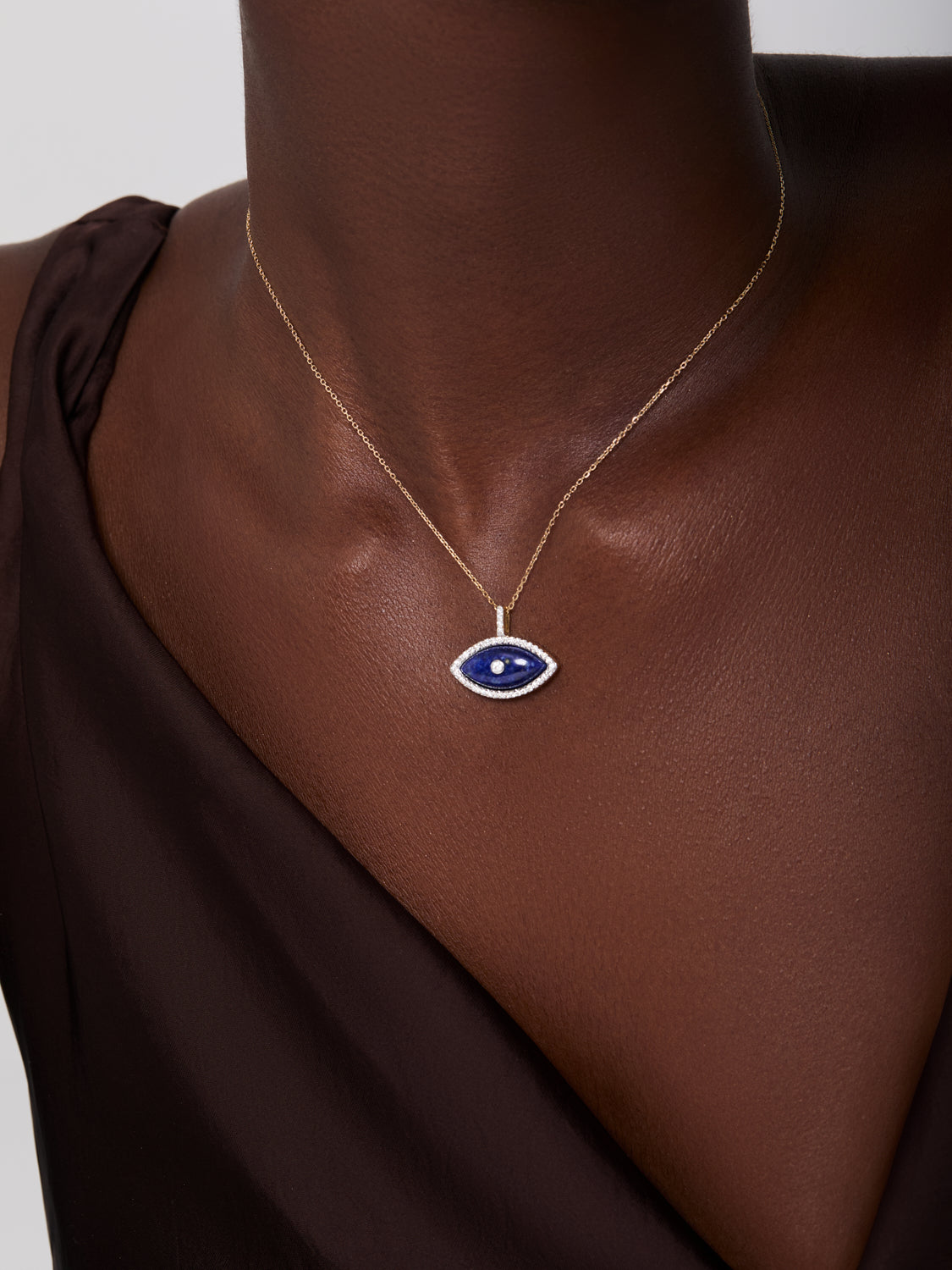 14kt Lapis Marquise Eye of Protection Necklace