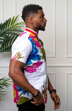 African Print Grandad Collared Shirt for Men - THOMAS