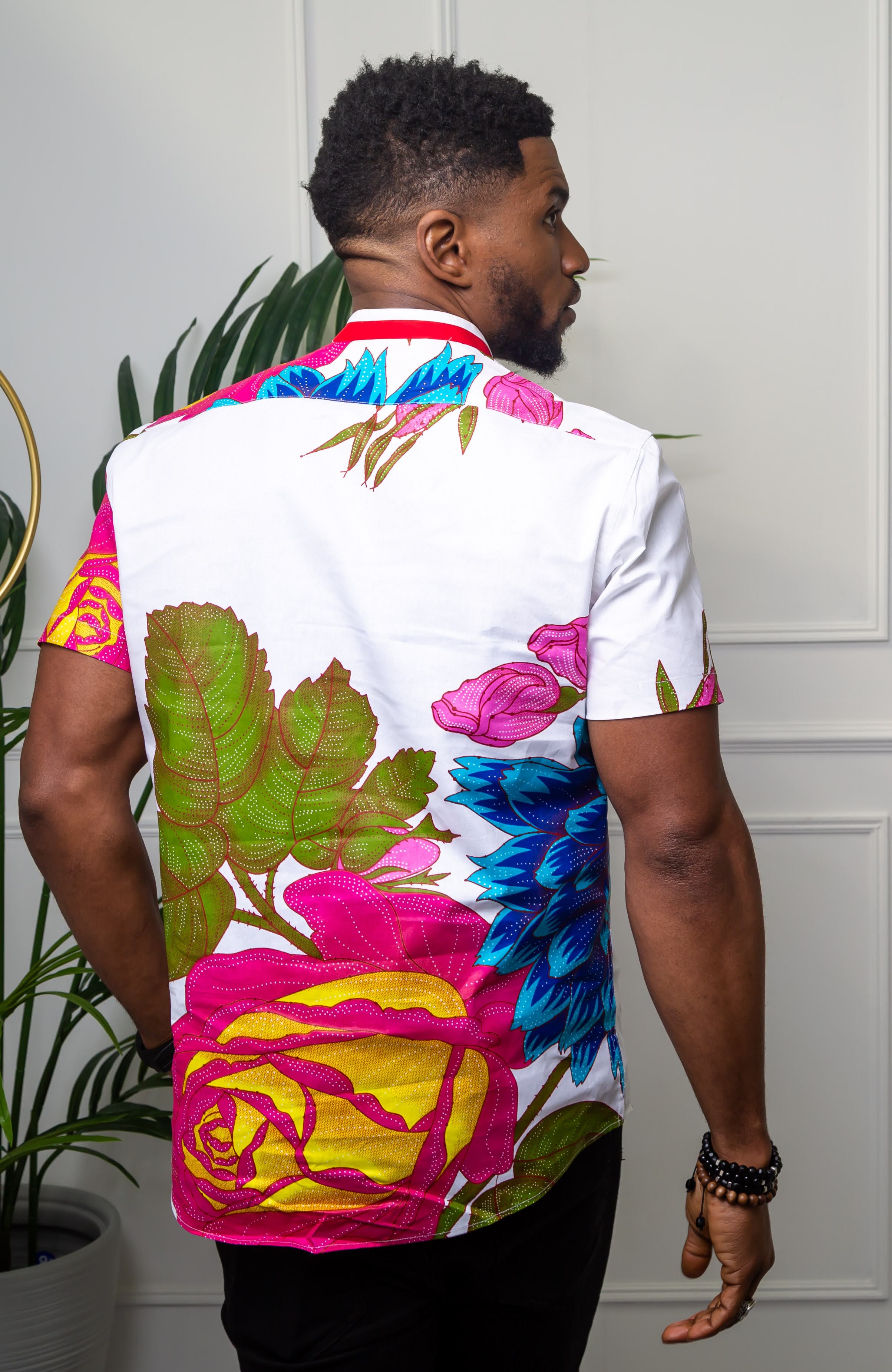 African Print Grandad Collared Shirt for Men - THOMAS