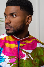 African Print Grandad Collared Shirt for Men - THOMAS
