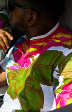 African Print Grandad Collared Shirt for Men - THOMAS