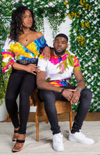 African Print Grandad Collared Shirt for Men - THOMAS