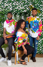 African Print Grandad Collared Shirt for Men - THOMAS