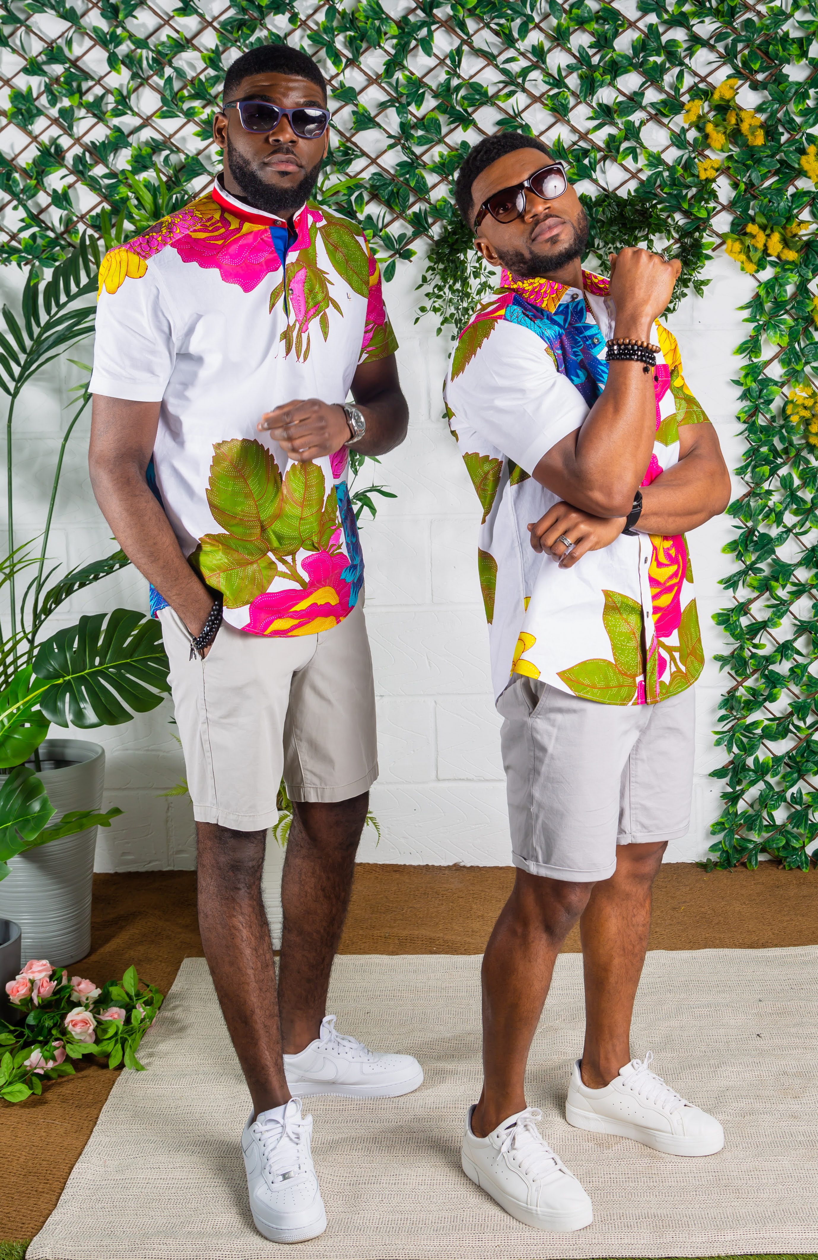 African Print Grandad Collared Shirt for Men - THOMAS